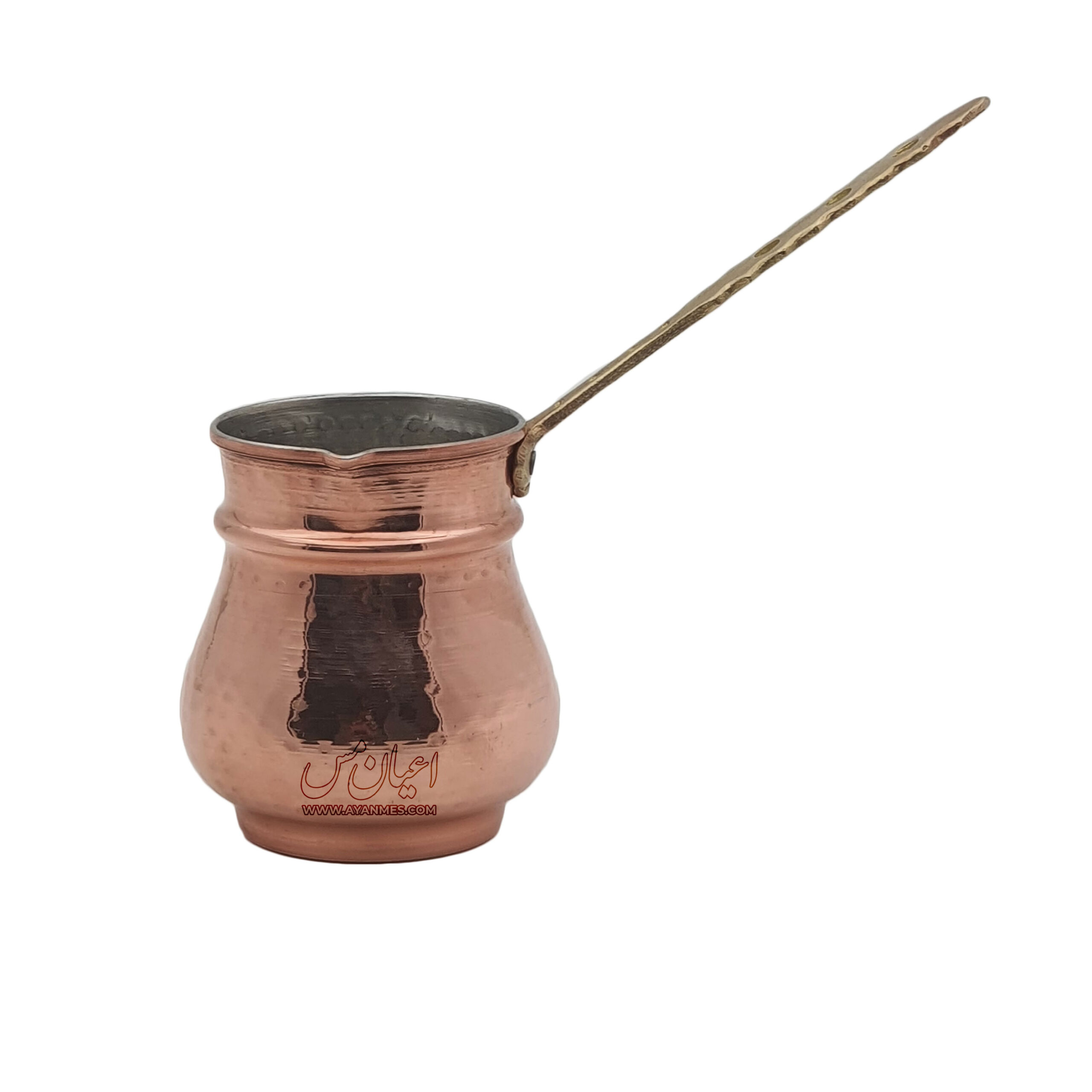 قهوه‌ جوش مسی مدل خمره‌ای دسته برنجی